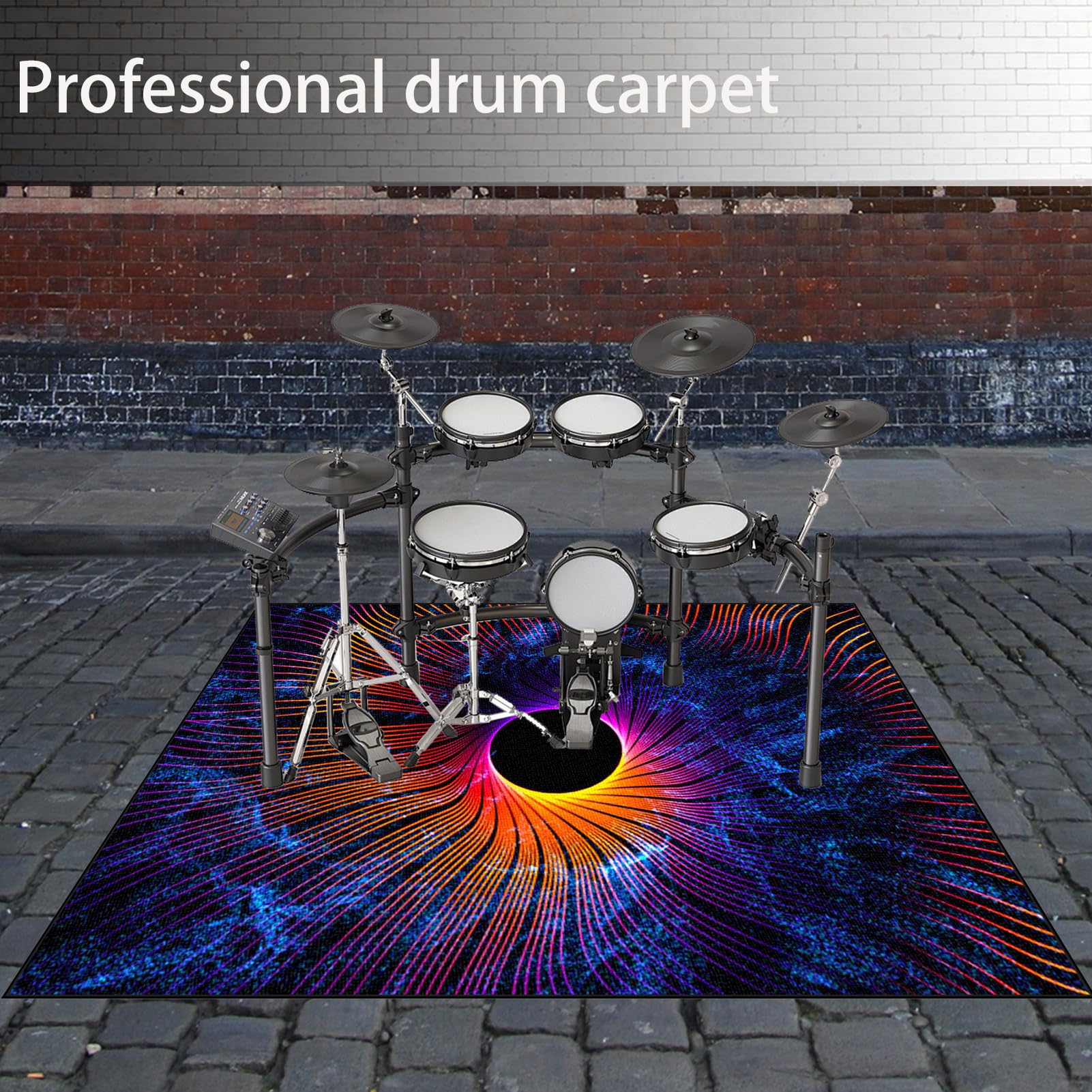Trommel Teppiche, Drum Teppich, Schallschutz Teppich Matte, Drum Rug rutschfeste Drum Matte für Akustik Schlagzeug Drum Kits Bass Drum Elektronisch Snare Klavier Musikinstrumente 160 x 100 cm