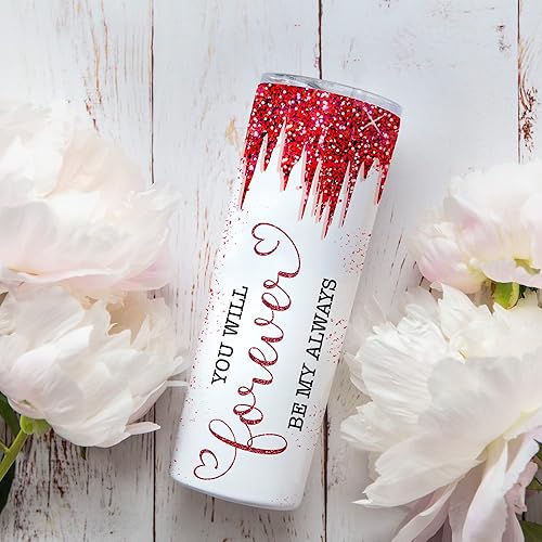 Miniatura 10 de Vasos personalizados de acero inoxidable con diseño de búfalo rosa a cuadros de San Valentín  Vaso de fotos personalizado You Will Forever Be My