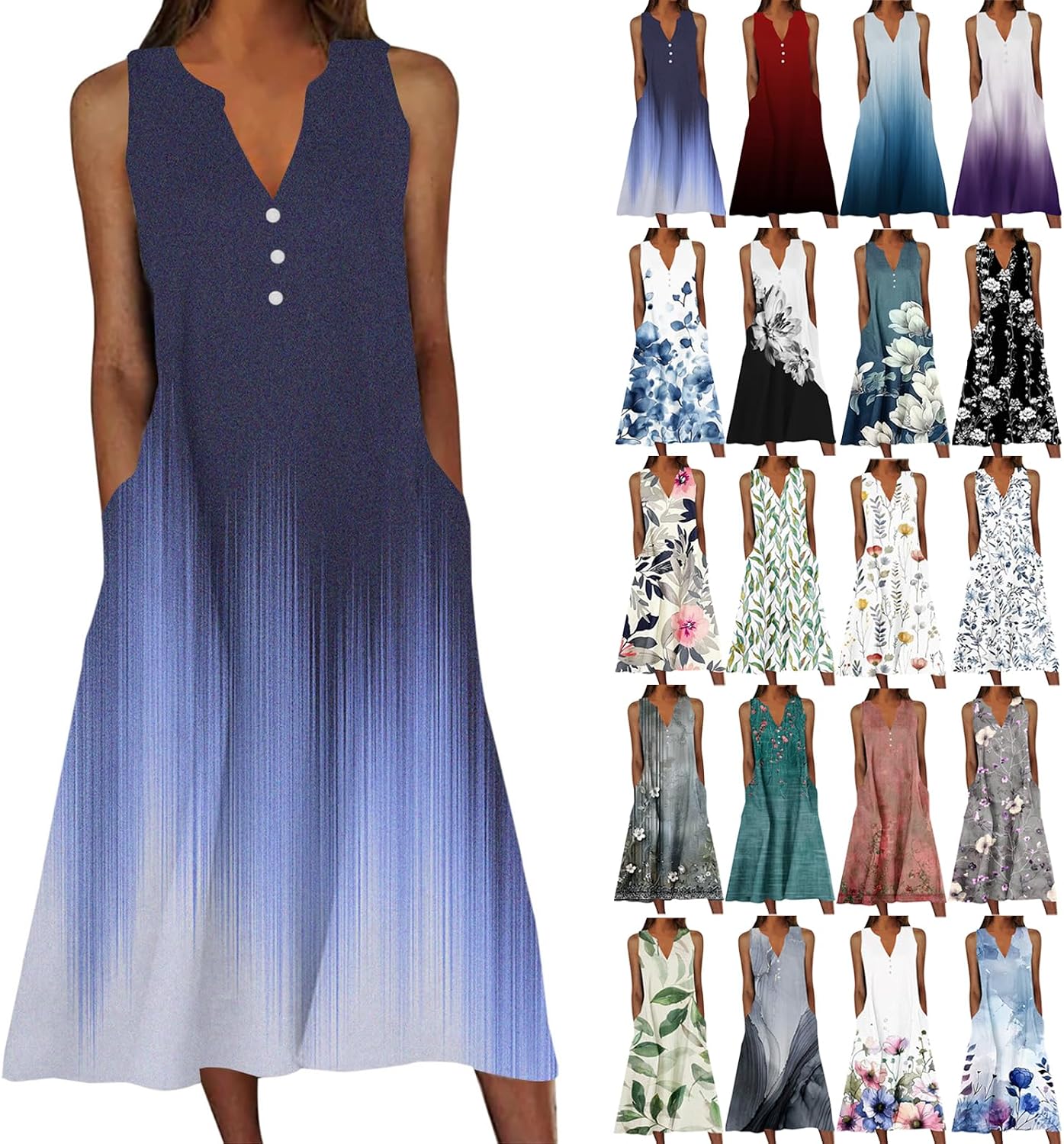 Beach Sundresses for Women 2026 Vacation Casual Plus Size Midi Sun Dress Loose Flowy Summer Boho Long Dresses Trendy