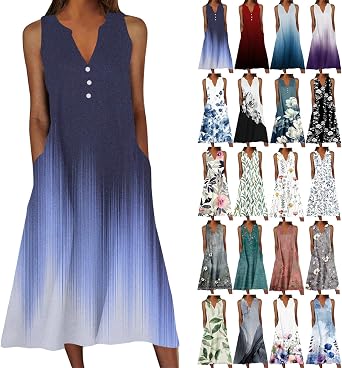 Beach Sundresses for Women 2026 Vacation Casual Plus Size Midi Sun Dress Loose Flowy Summer Boho Long Dresses Trendy