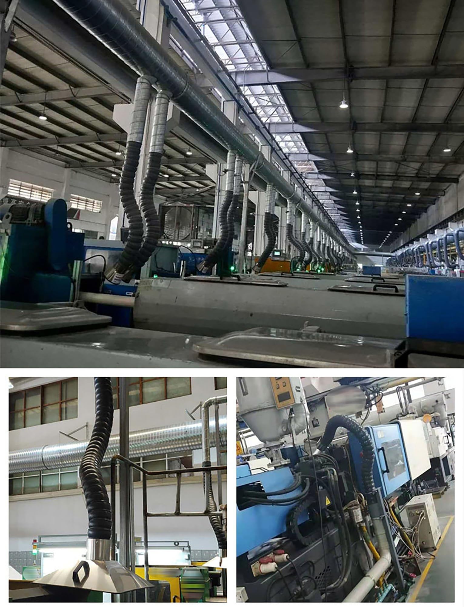 Brazo de extracción de humos ajustable con campana de succión, manguera de escape industrial flexible para soldadura y ventilación de laboratorio
