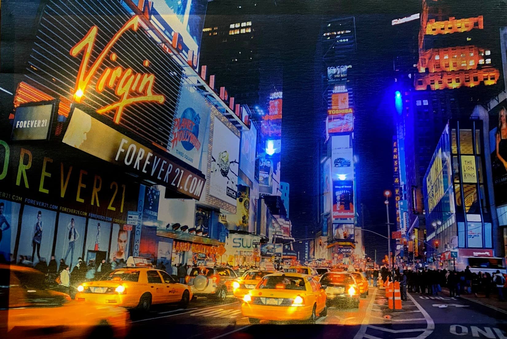 LED-Bild New York Times Square 65 x 45 cm Leuchtbild Leinwandbild