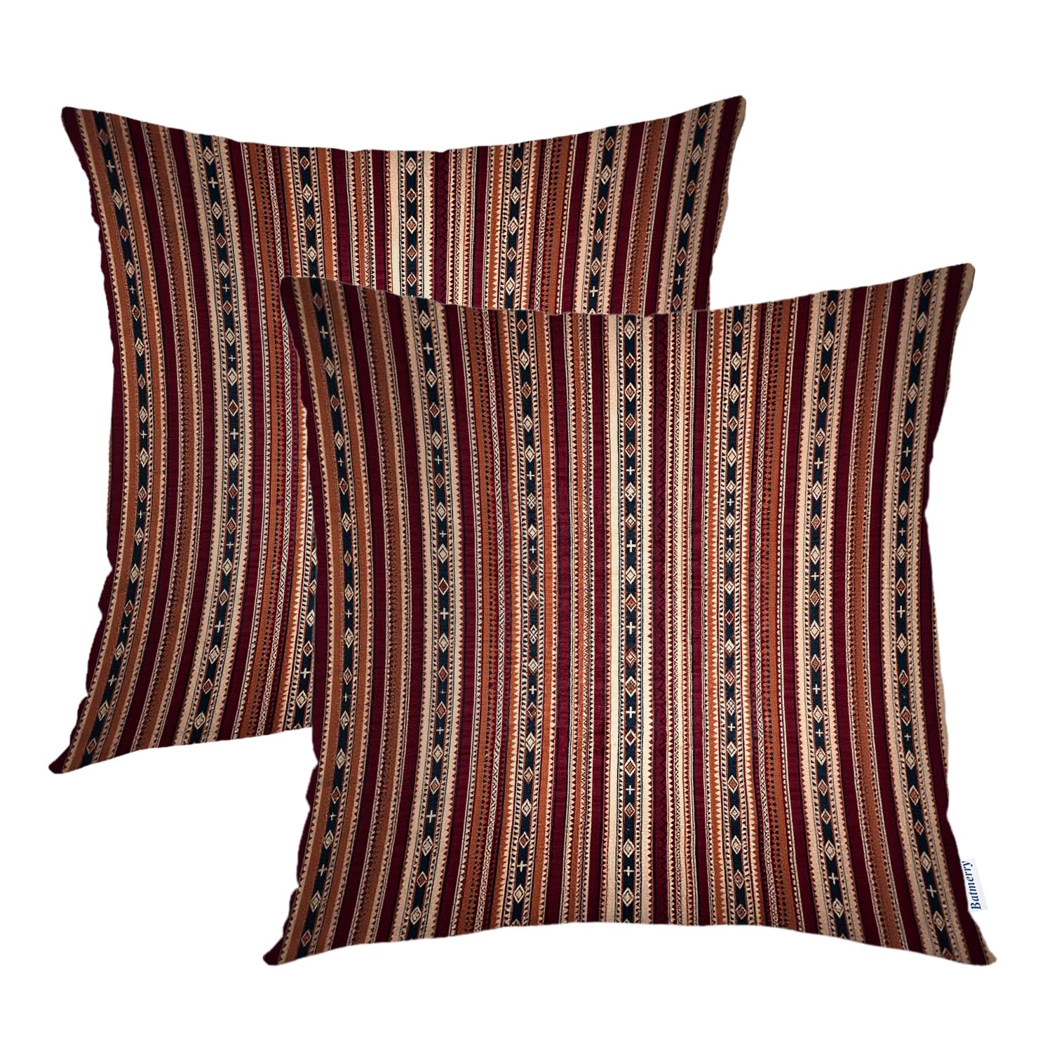 Housse de coussin de decoration style tapis oriental avec tissage vintage durable