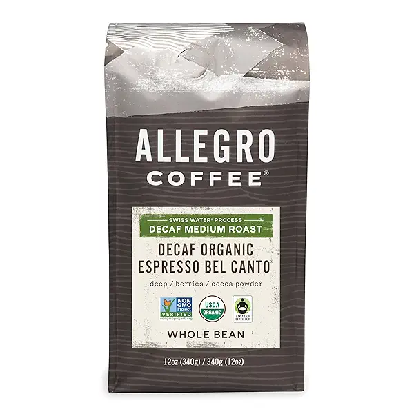 Allegro Coffee Decaf Organic Espresso Bel Canto Whole Bean Coffee, 12 oz (Pack of 6) 1