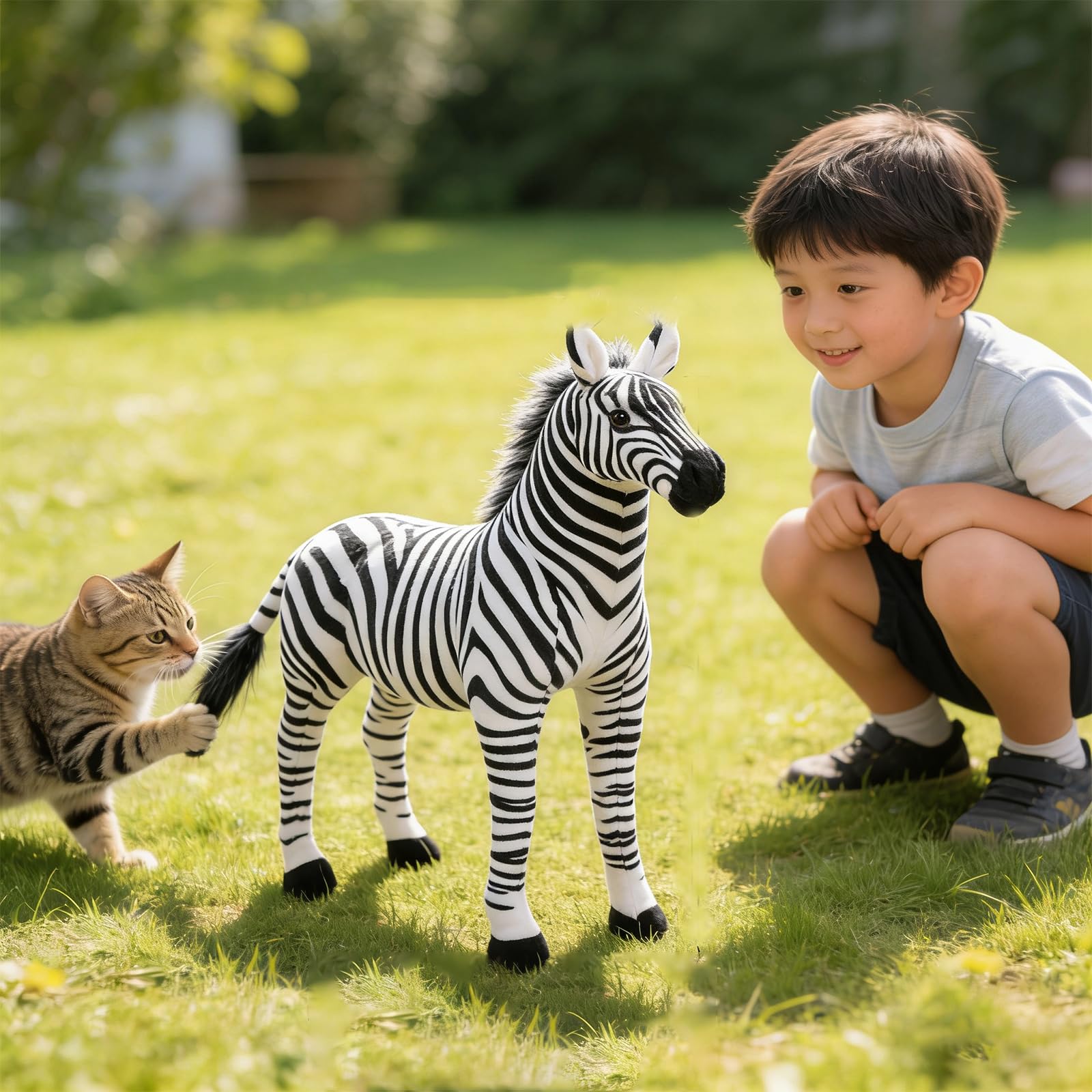 Zebra Plüschtier, Wildtiere Kuscheltier XXL Schwarz und Weiß Kuschelpuppe, Zoo Spielzeug Geschenk für Kinder und Erwachsene (L100*H90CM)