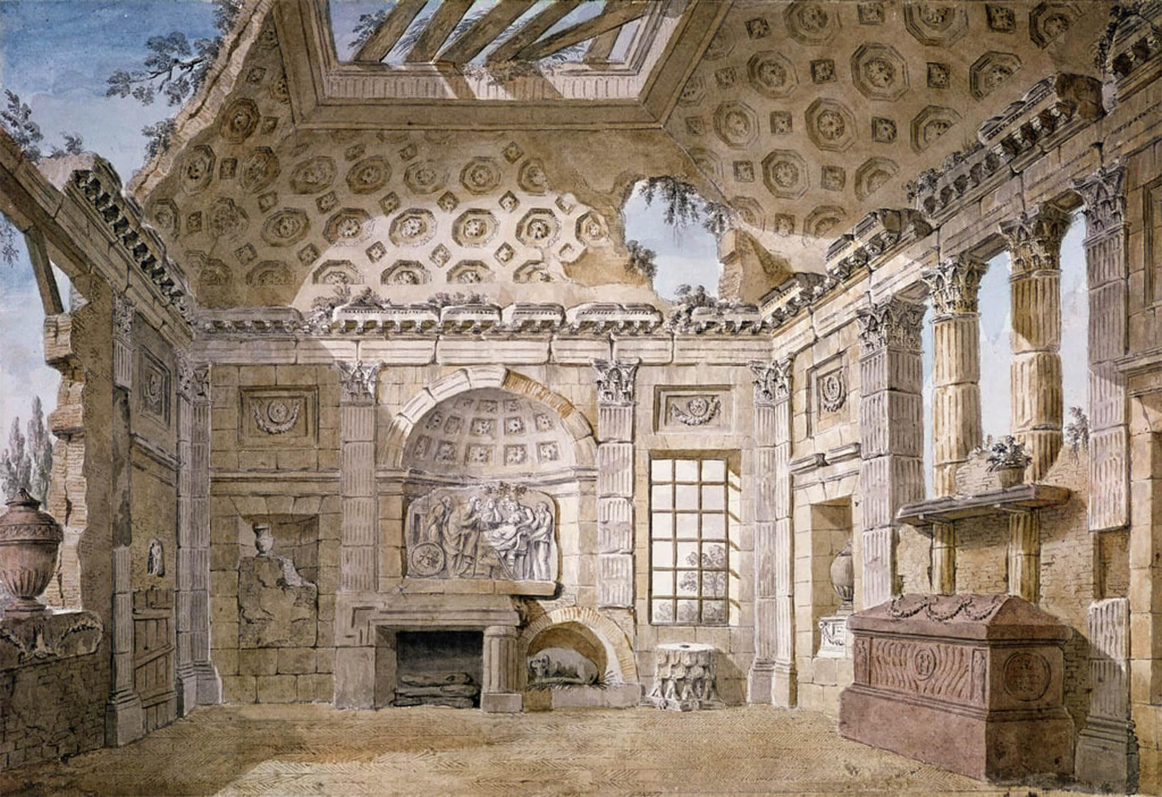 POSTERIIk Famous Animal Posters Vintage Picture No Design for Ruin of the Monastery of St Trinita Del Monte by Charles Louis Clerisseau Modern Wall Decor for Home Decor 60x90cm
