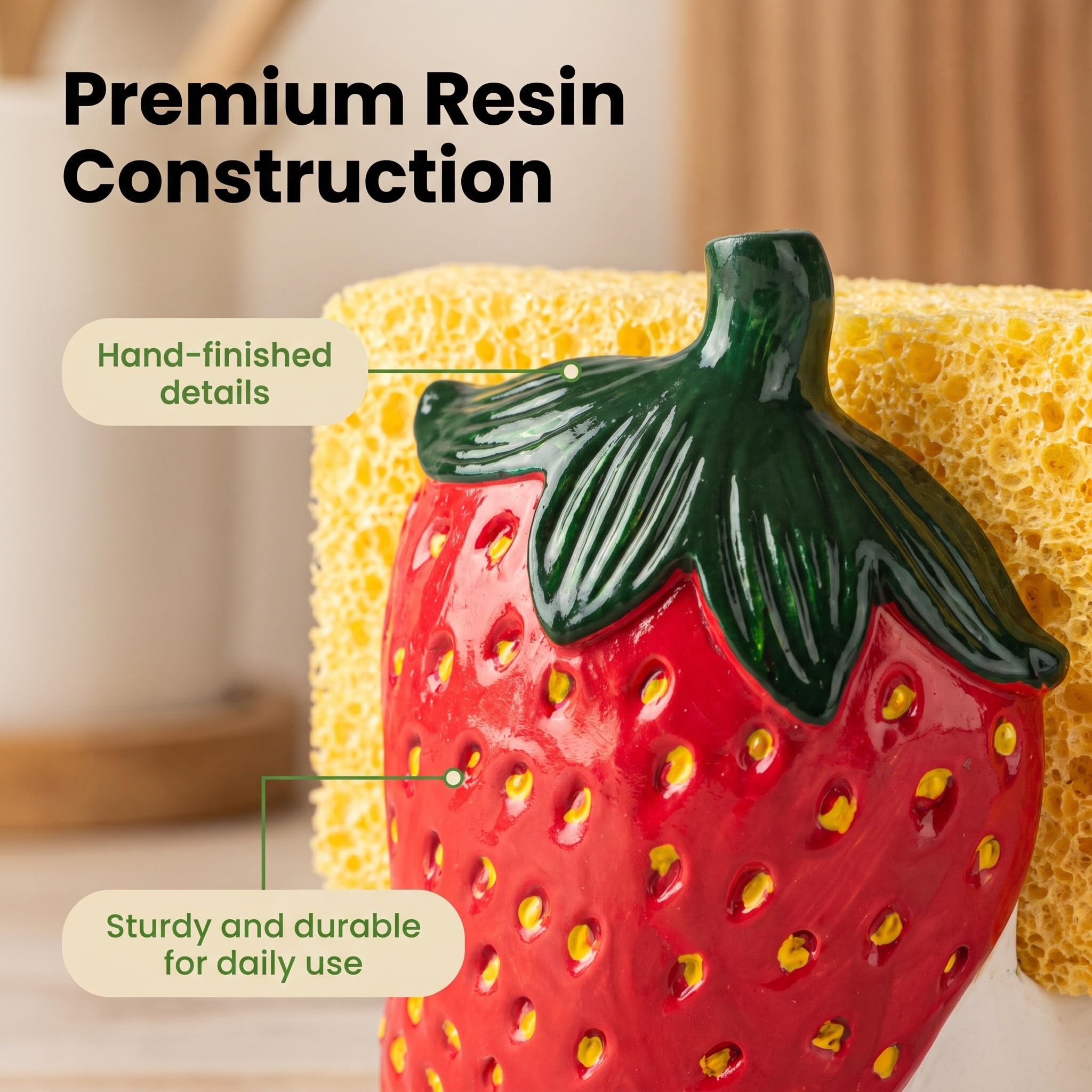 Strawberry Resin Sink Caddy - Keep Sponges Organized -4