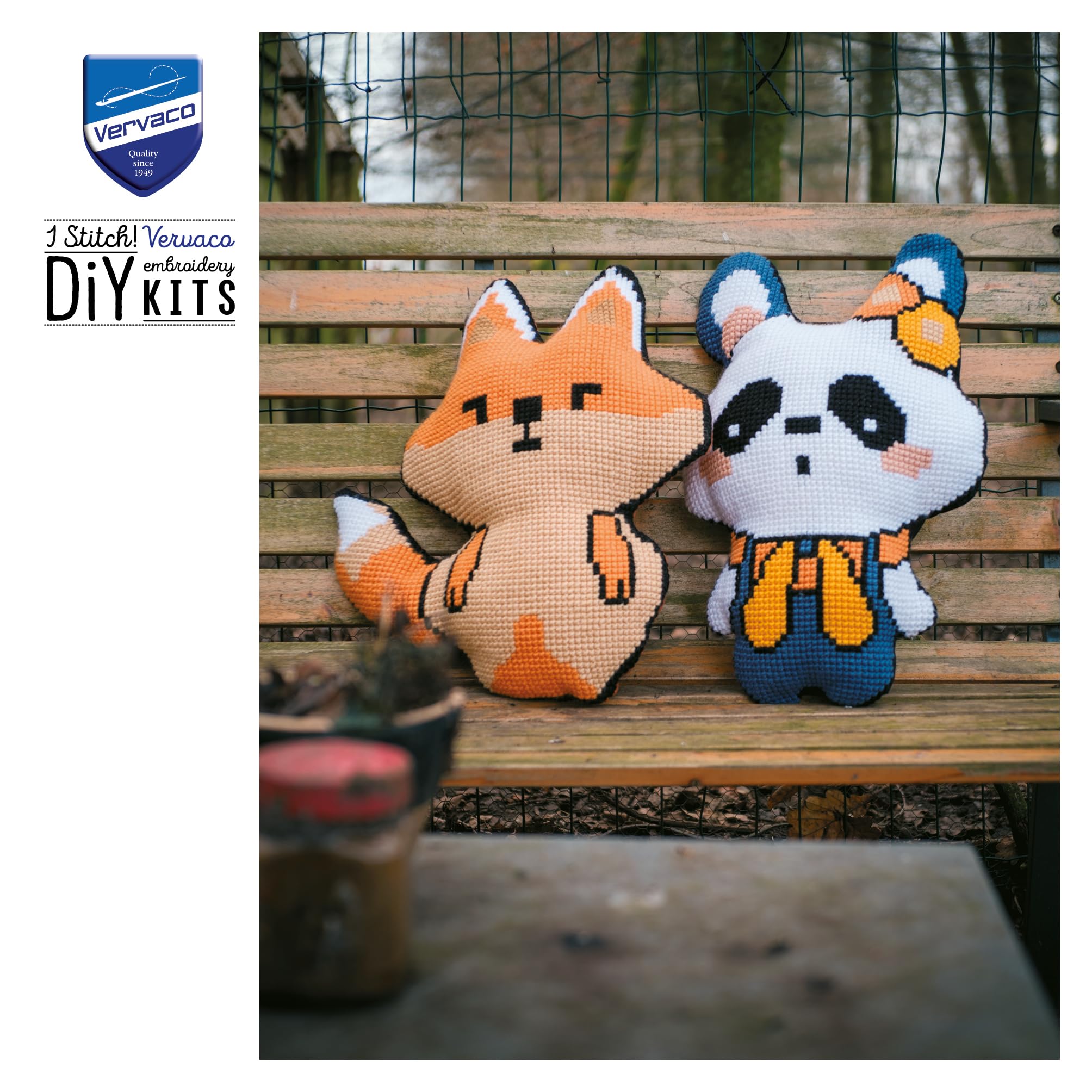VERVACO Zestaw do Haftu Krzyżykowego Poduszka z Tyłem PANDA Kanwa z Nadrukiem 36 x 53 cm Gruba Włóczka Akrylowa Zrób to Sam Dekoracja Domu DIY Cross Stitch Kit