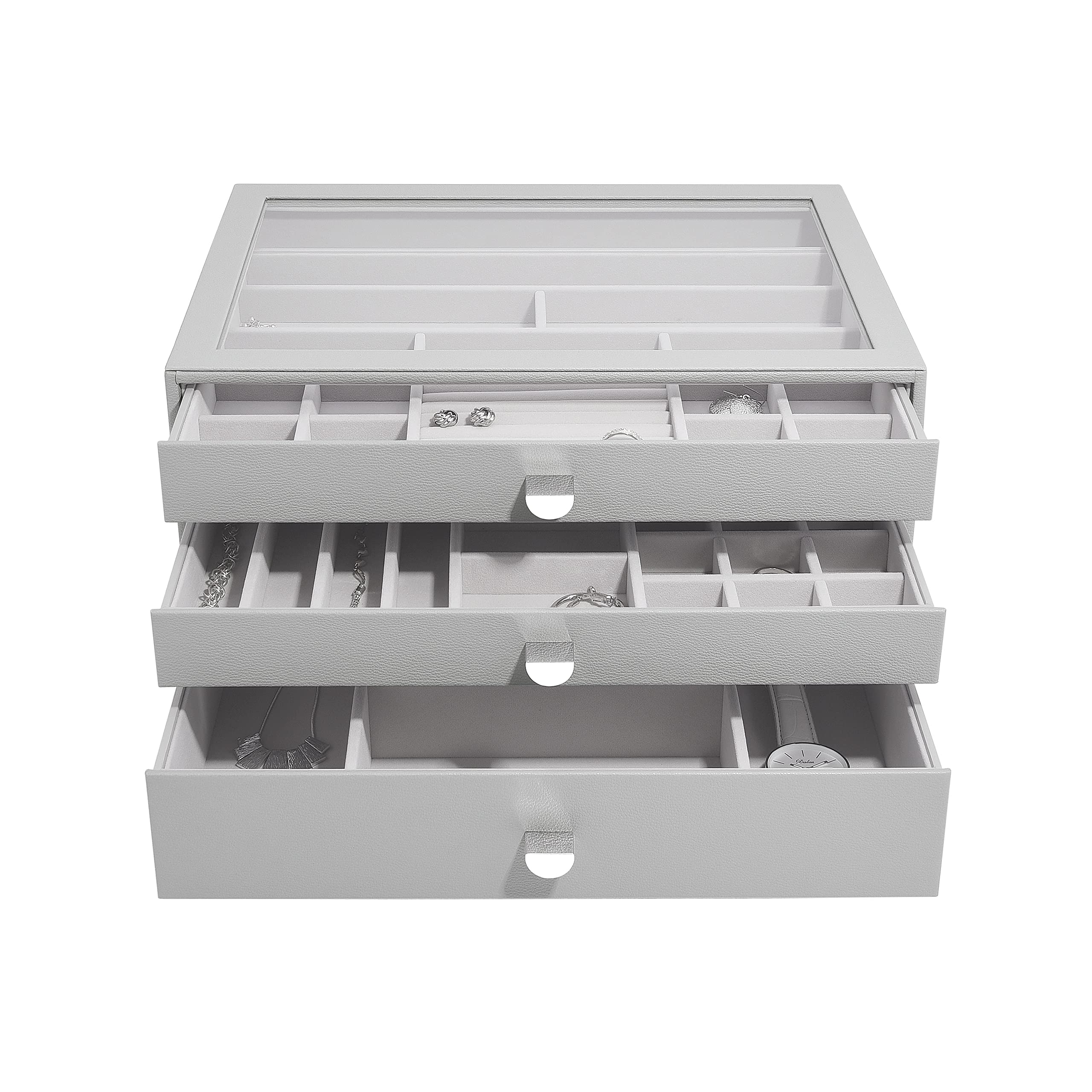 Stackers Pebble Grey Supersize Jewellery Box - Set of 3 (with drawers)