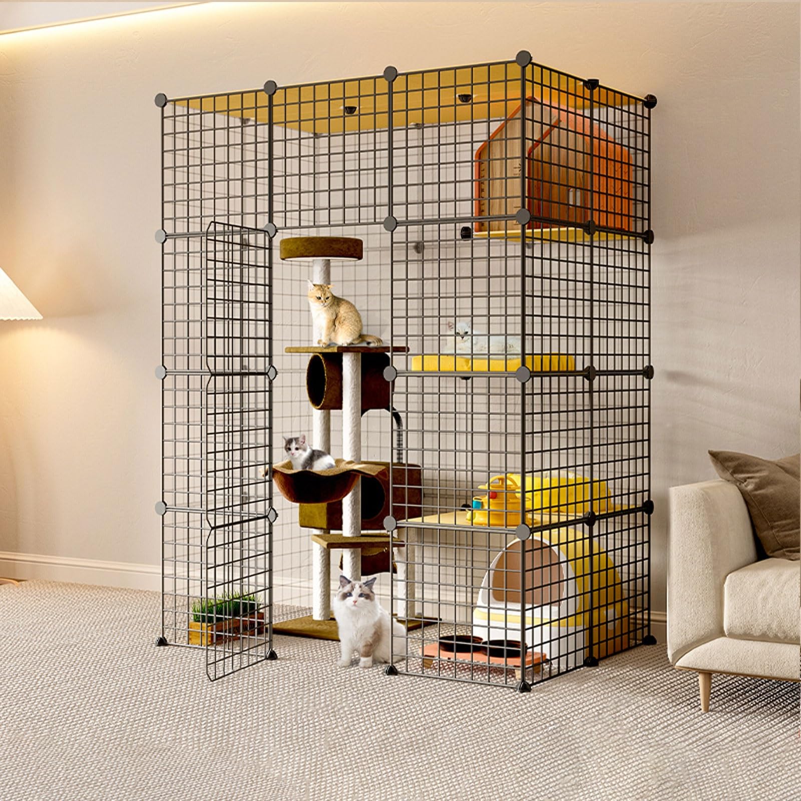 Enclos pour plusieurs chats facile à assembler et combinaison libre