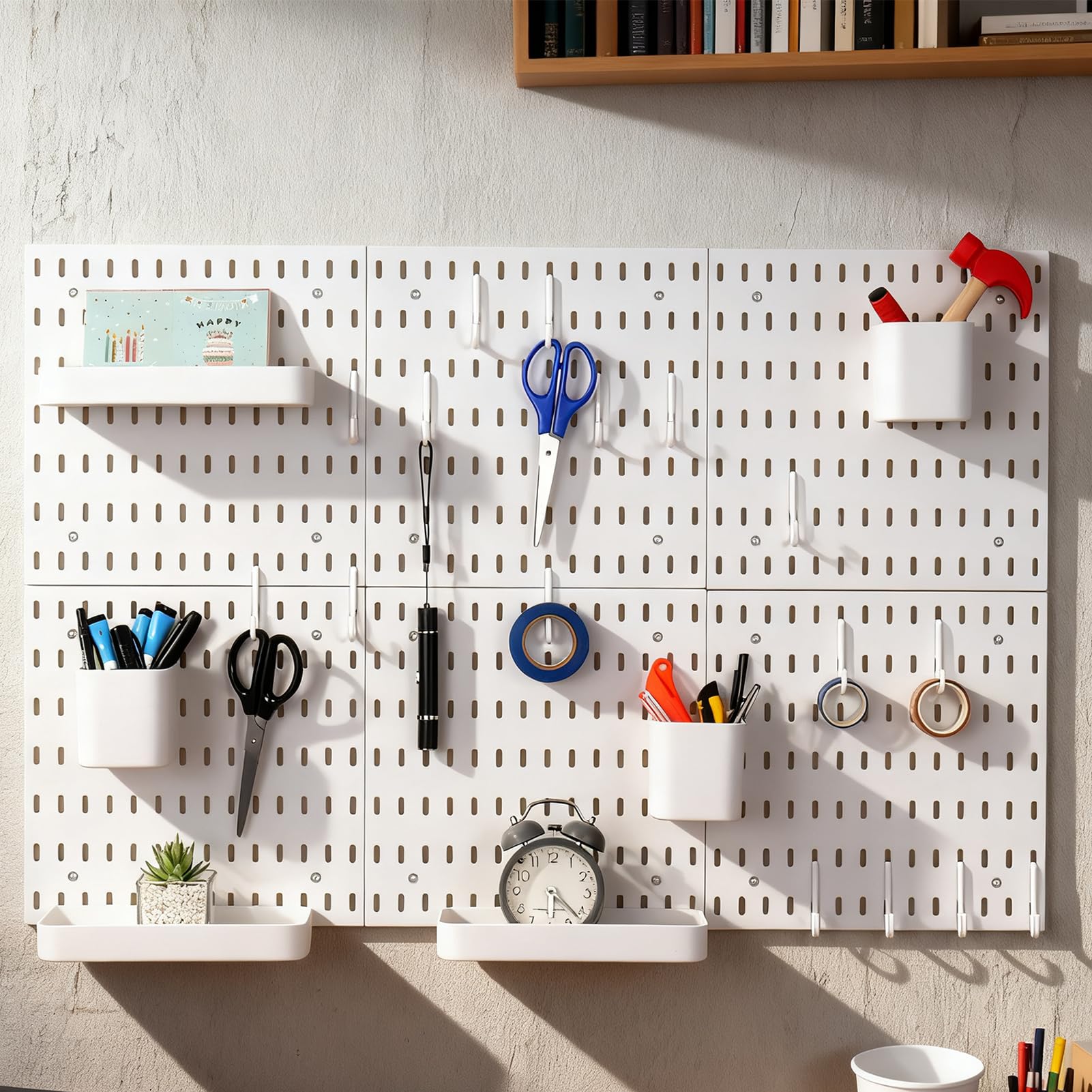 Kit per pannello forato, include 6 pannelli forati da 28 x 28 cm e ganci per accessori, organizer da parete in plastica, per ufficio, stanza dei mestieri, 42 pezzi