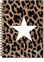 Vista 1 de Cuaderno en espiral con estampado de estrellas de leopardo y guepardo, cuaderno de tapa dura con estampado de guepardo estético funky