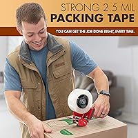 Vista 5 de Packstrong Industrial Grade Clear Packing Tape 6 Rolls - 110 Yards per Roll - 3" Wide x 2.5 mil Thick, Acrylic Adhesive Heavy Duty Tape for Box