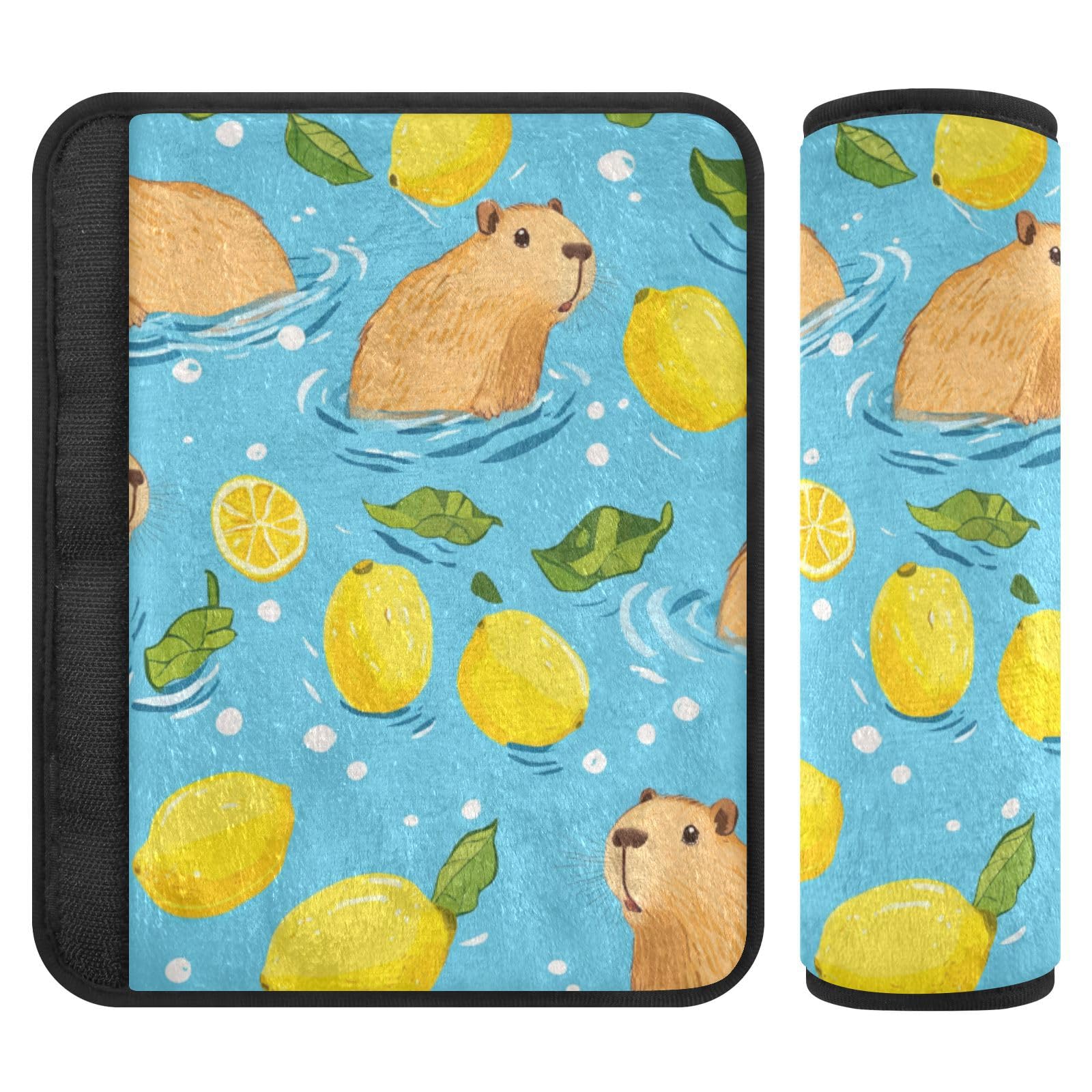 Seat Belt Covers 2 Pack Cute Capybaras Swimming Car Seat Strap Covers Super Soft Lemon Car Seat Neck Cover for Boys Girls Adults Babies S