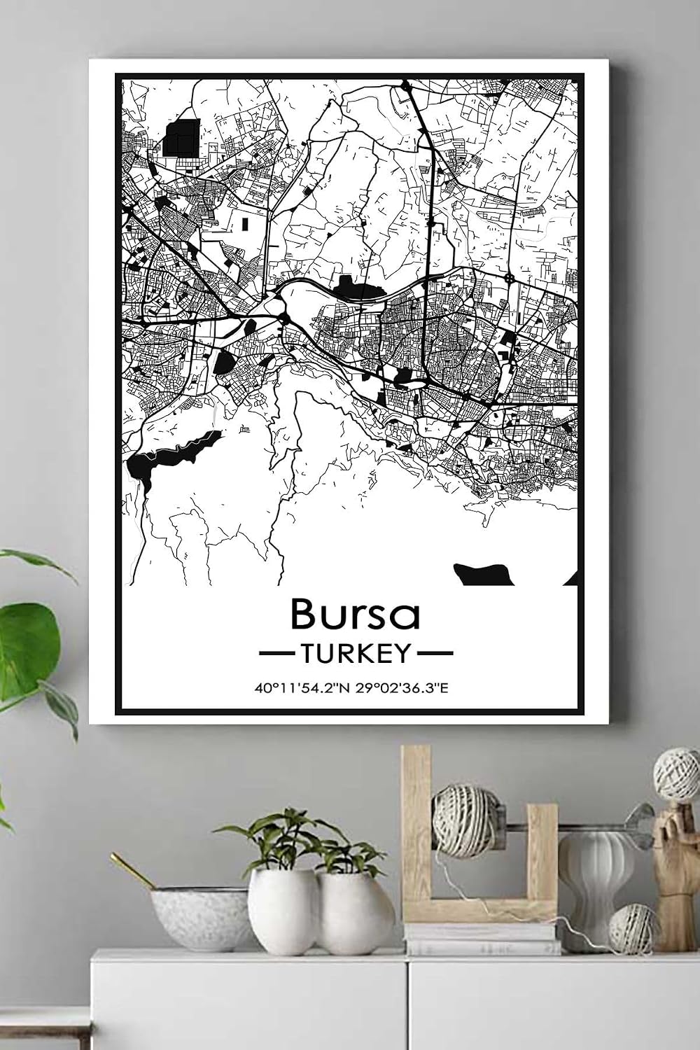 Postermanya (pster18617) Bursa Harita Dekoratif Tasarım Kanvas Tablo 21 x 30
