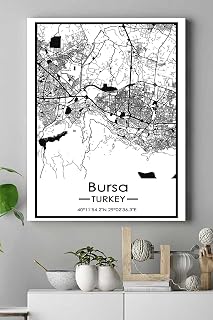 Postermanya (pster18617) Bursa Harita Dekoratif Tasarım Kanvas Tablo 21 x 30