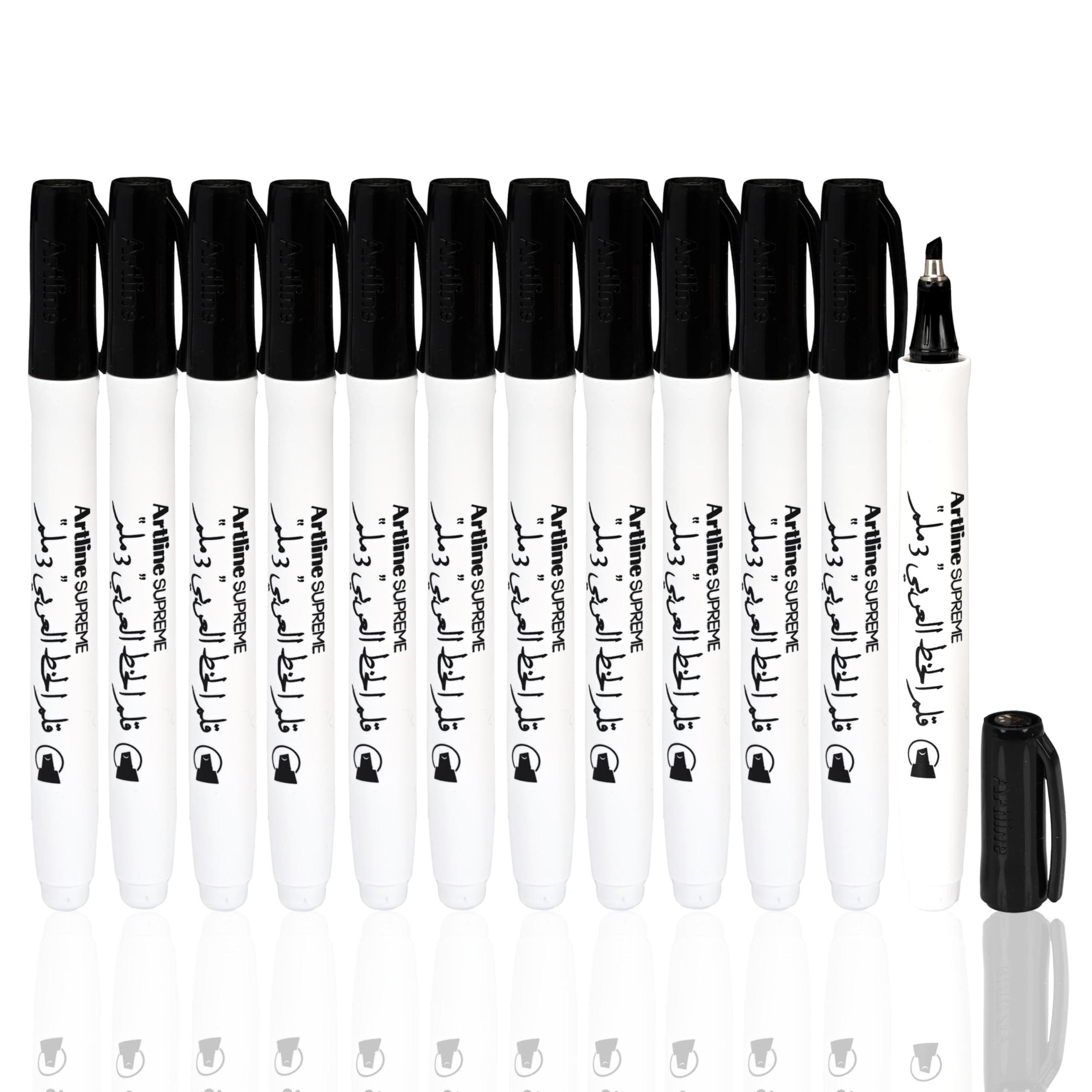 artline 12-Piece Supreme Arabic Caligraphy Pen 3.0mm, Black Color - ARFPEPF-243ABK