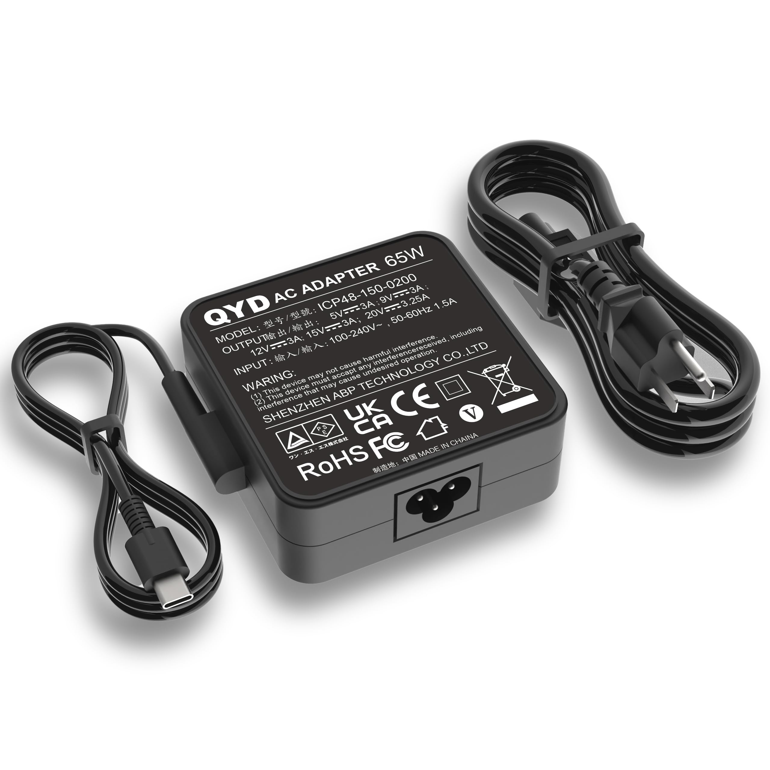 65W USB C Laptop Charger AC Adapter Compatible with Lenovo Thinkpad Yoga Ideapad Slim ThinkBook MacBook Dell Latitude Chromebook Asus Acer HP Samsung All Device with Type-C Port