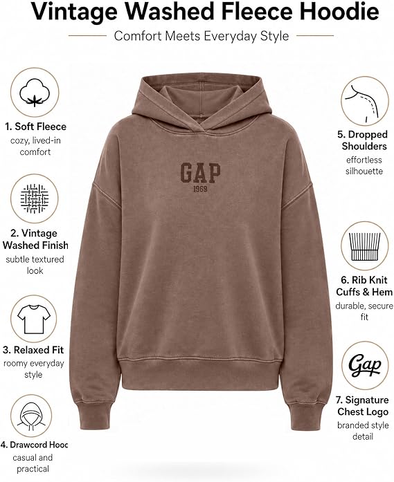 GAP Women's Logo Hoodie Hooded Full Zip Sweatshirt