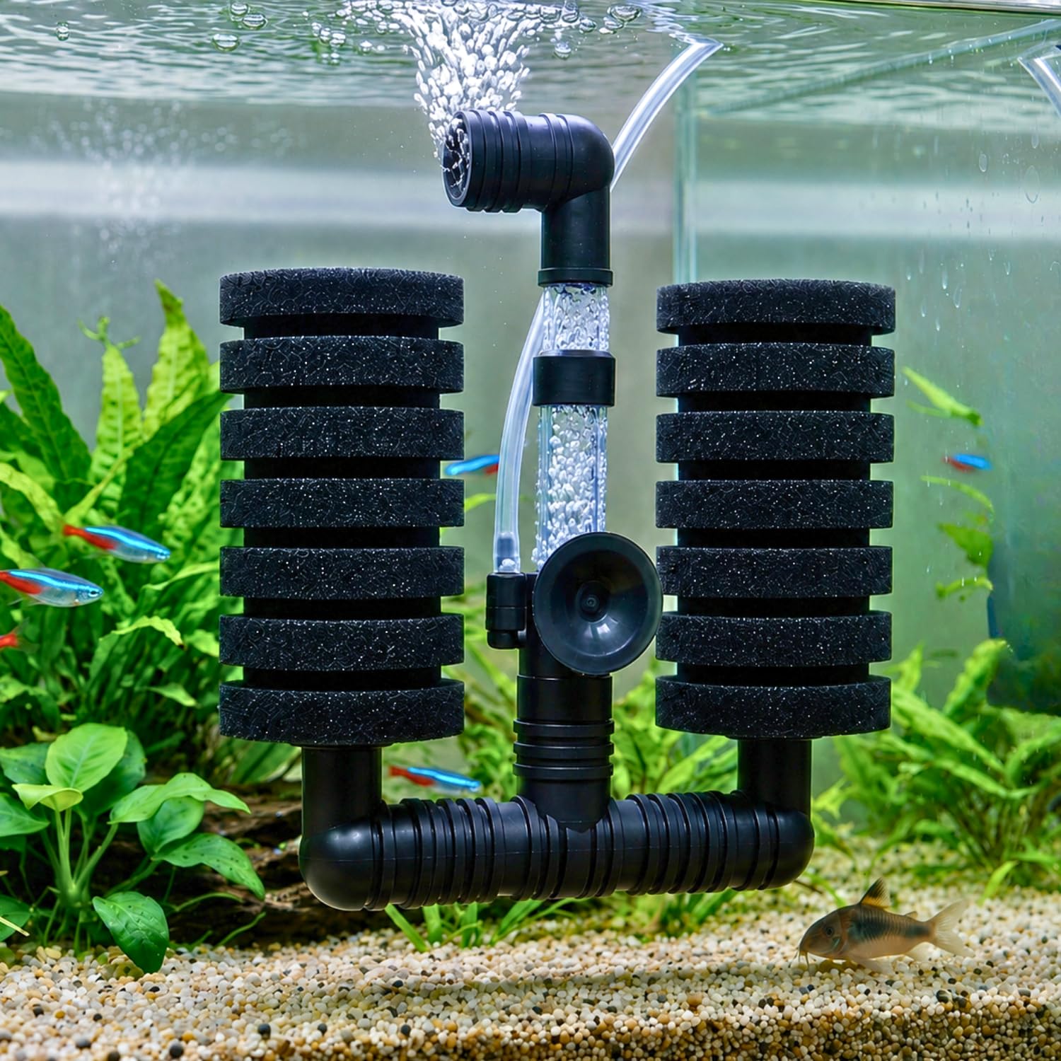 VAYINATO® Aquarium Bio Sponge Filter Fish Tank, Double - Betta Fry Shrimp and Medium Fish Foam Internal Filter - Fresh Water and Salt Water (XY-2831) (Black) by Petzlifeworld-image-35