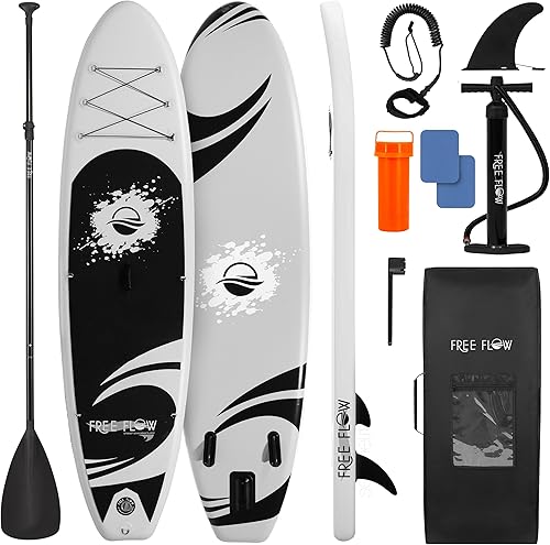 SereneLife Tabla de remo inflable (6 pulgadas de grosor) con accesorios de SUP premium y bolsa de transporte Posición amplia, aleta inferior para