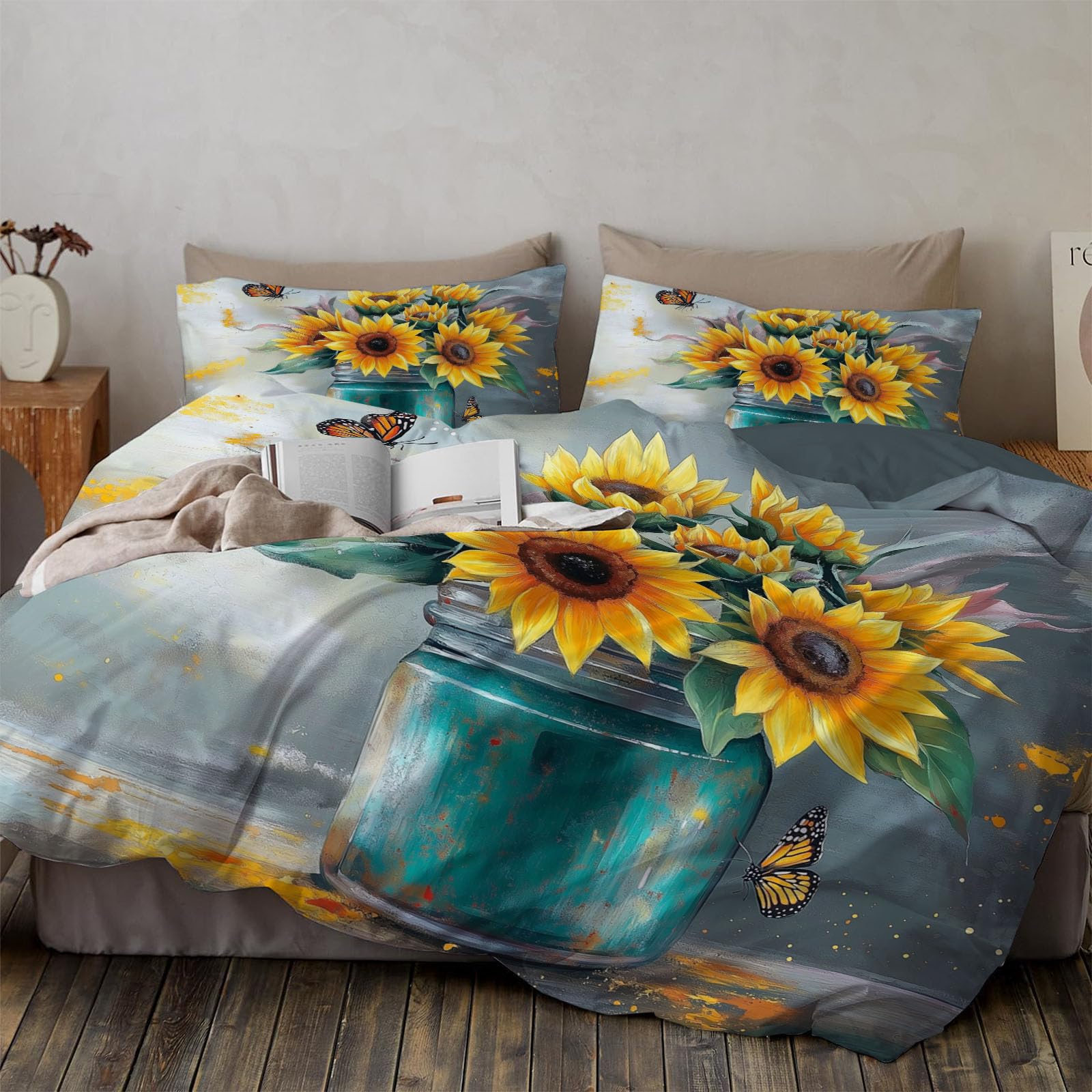 Parure de lit 240x260 tournesol aquarelle pour transformer votre chambre en oasis de détente