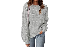 Women's Casual Long Sleeve Balloon Sleeve Crewneck Knit Jumper Fall Sweaters