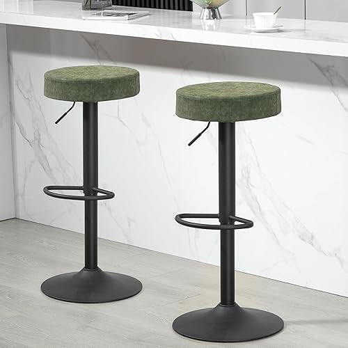 Miniatura 4 de Finnhomy Juego de 2 taburetes de bar de altura de mostrador, taburetes de bar giratorios con reposapiés y espalda descubierta, taburetes de bar