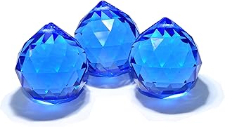 3 X Qzoxx 40mm Vintage Crystal Blue Ball Feng Shui Ball