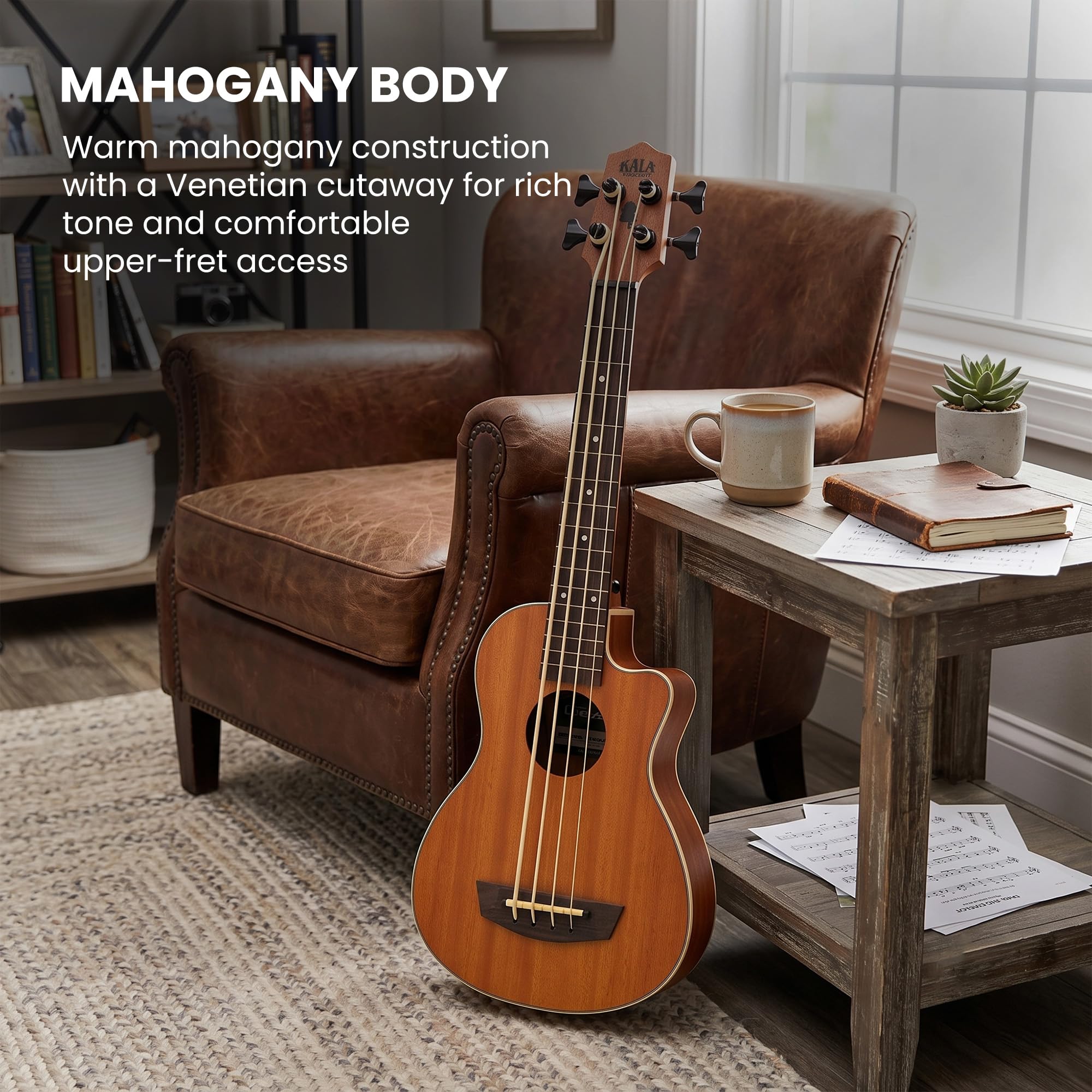 Kala UBASS-SCOUT-FL Scout Fretless U-Bass Ukulele Basso Acustico-Elettrico
