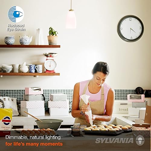 Miniatura 4 de Sylvania - Bombilla LED A19 con reducción de la tensión ocular, 60 W  8 W, 13 años, regulable, esmerilado, 5000 K, luz diurna, paquete de 4