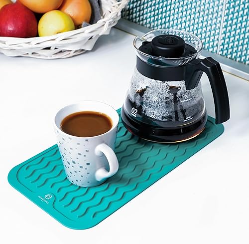 Miniatura 3 de Homewizer Tapete de silicona extra grande para secar platos para encimera de cocina, resistente al calor, diseño antideslizante, secado rápido,