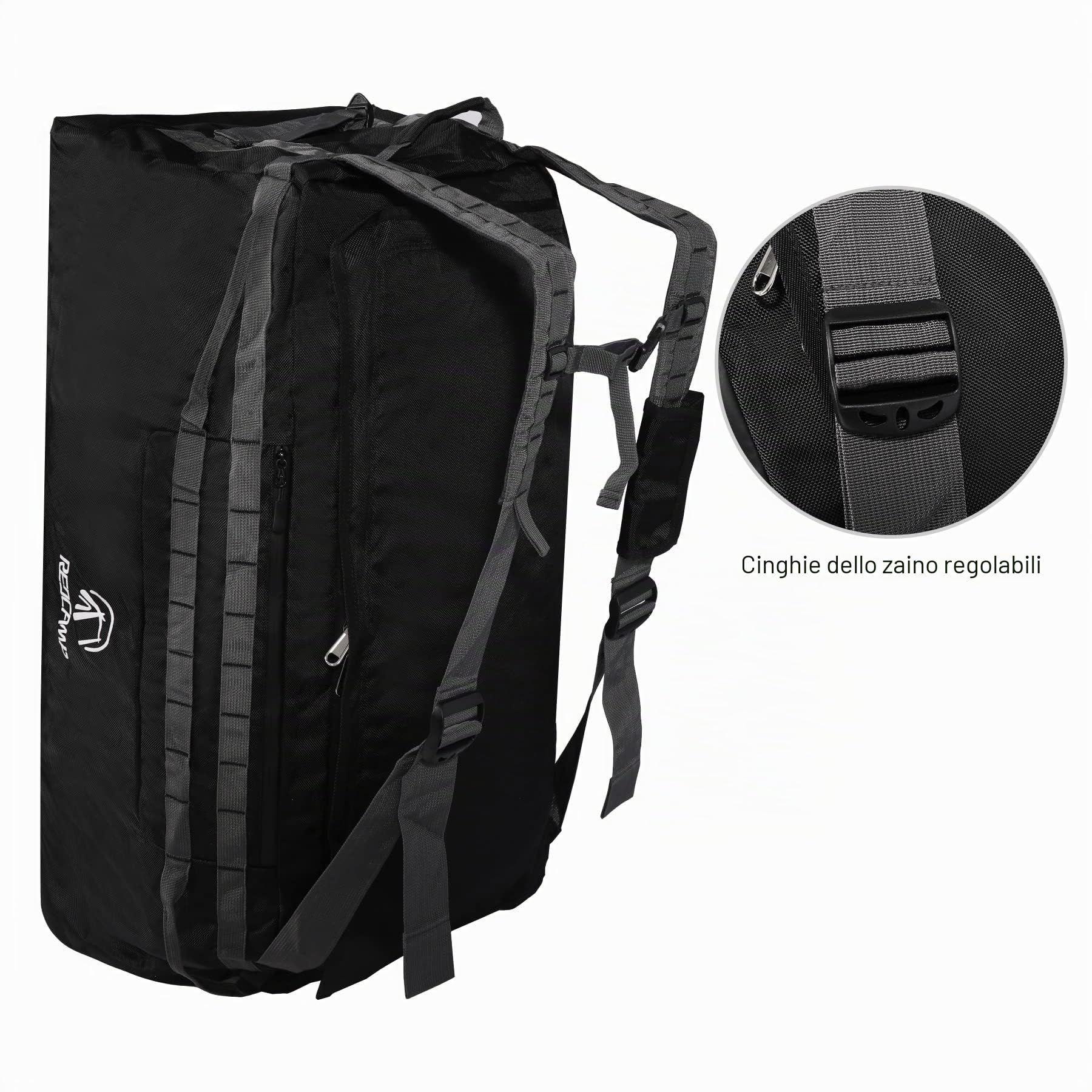 REDCAMP Borsone da viaggio con ruote, grande bagaglio pieghevole da viaggio con rulli, 140 l, nero, 140l