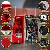 Vista 4 de Conjunto de luces traseras compatibles con Chevy Silverado 1500 2500 3500 de 2003 2004 2005 2006, lámparas de freno traseras de repuesto