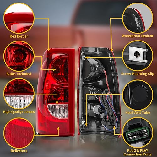 Miniatura 4 de Tektend - Conjunto de luces traseras compatibles con Chevy Silverado 1500 2500 3500 de 2003 2004 2005 2006, lámparas de freno traseras de repuesto