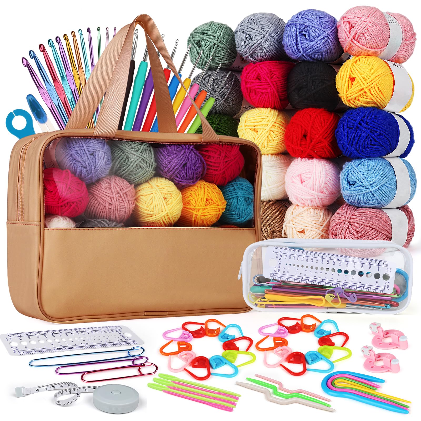 Coopay Draagbaar haakset voor beginners, haaknaalden set met 15