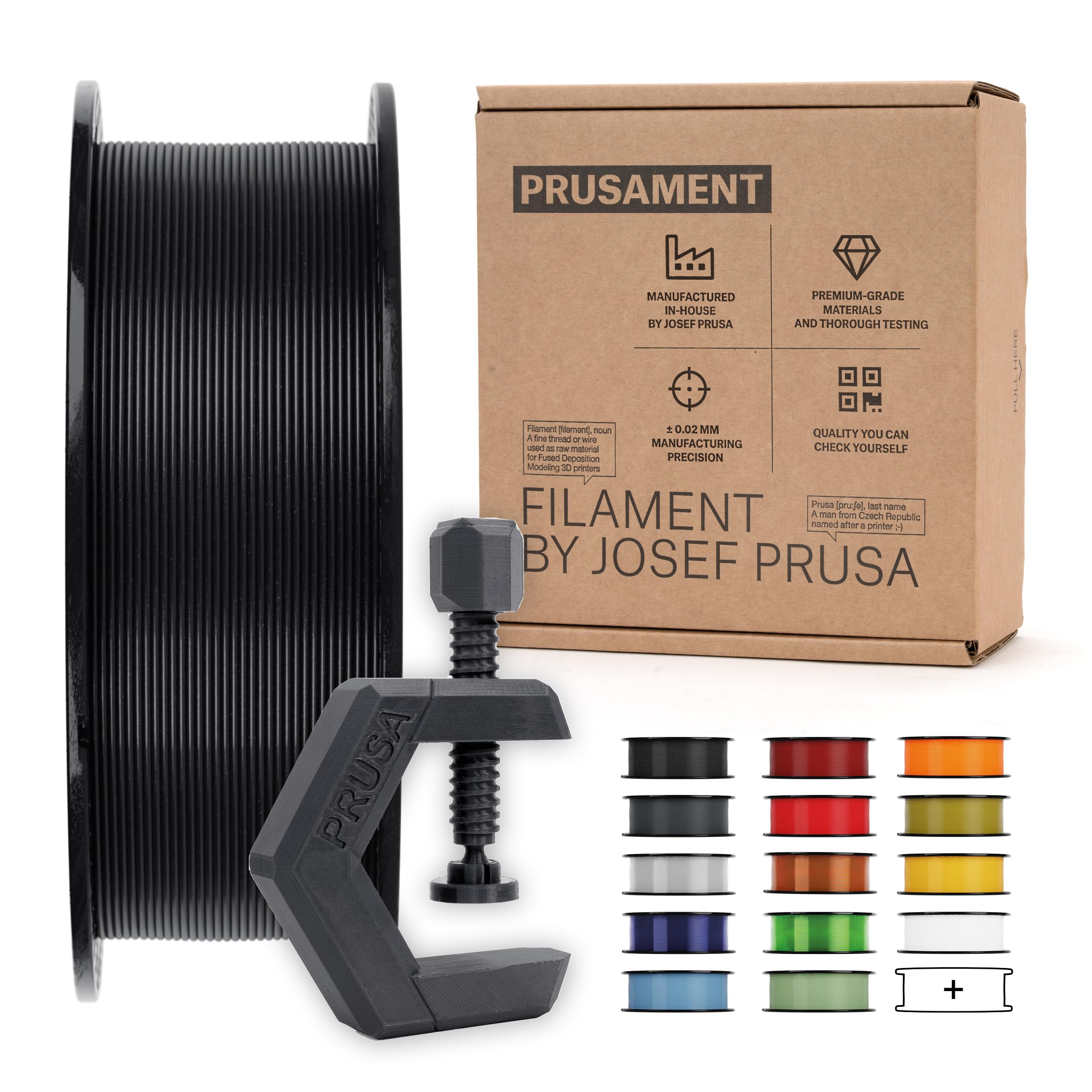 Prusament PETG - Filamento negro mate de 1,75 mm, bobina de 1 kg, tolerancia de diámetro +/- 0,02 mm