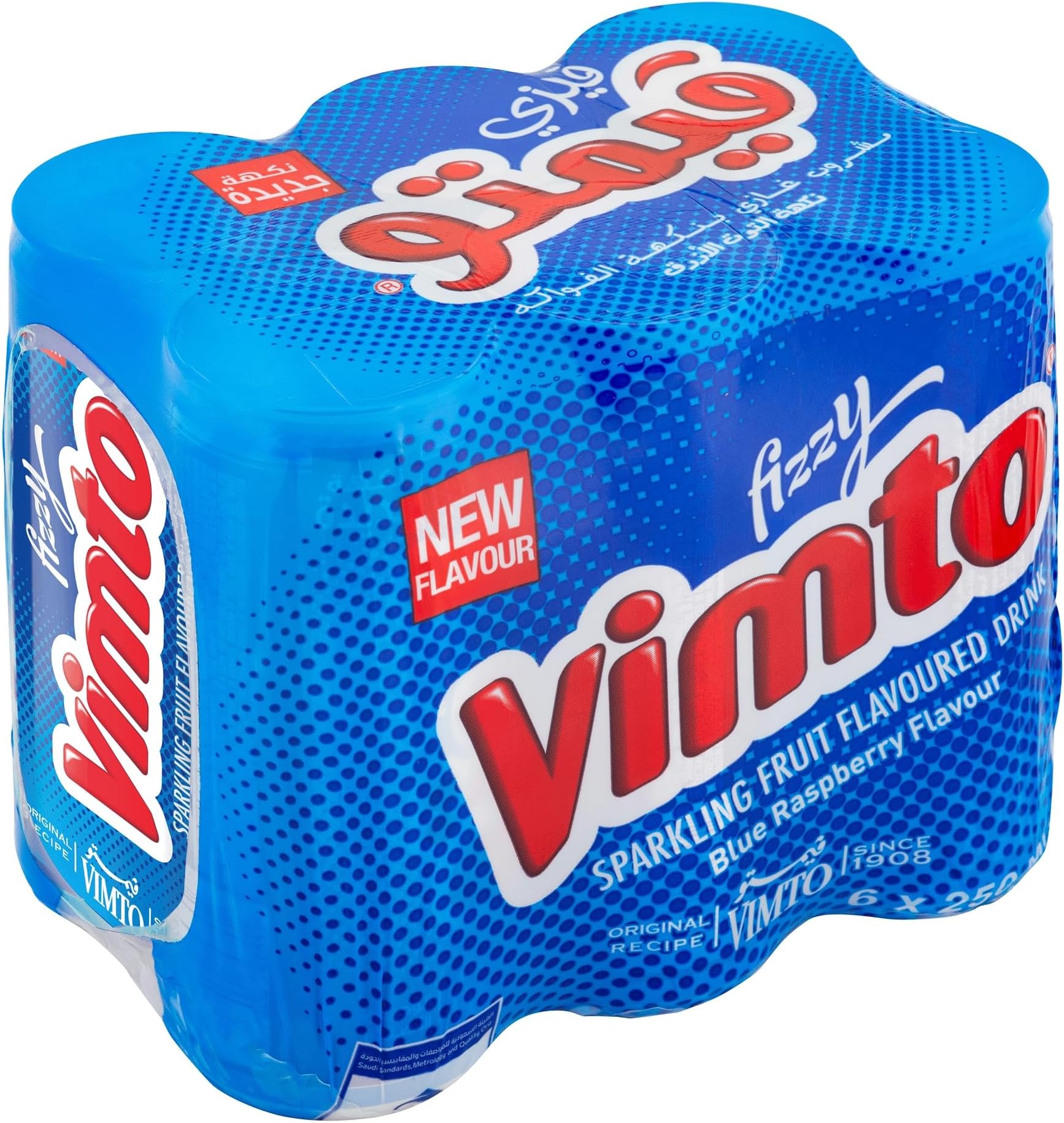 Vimto Sparkling Blue Raspberry Flavoured Drink, 6 x 250 ml