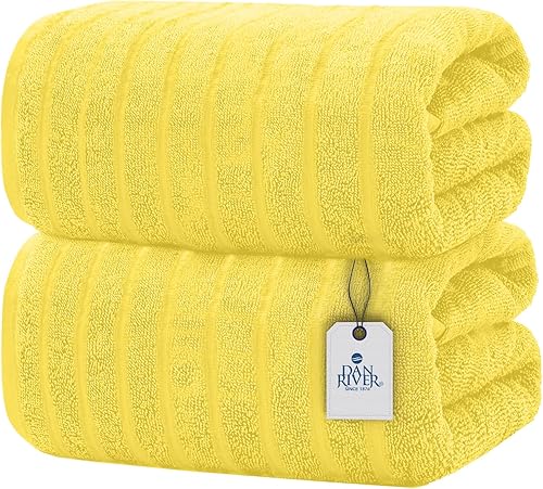 Vista 132 de DAN RIVER Paquete de 1 toalla de baño de 40 x 80 pulgadas, toallas de baño extragrandes de secado rápido para baño, toallas suaves y absorbentes