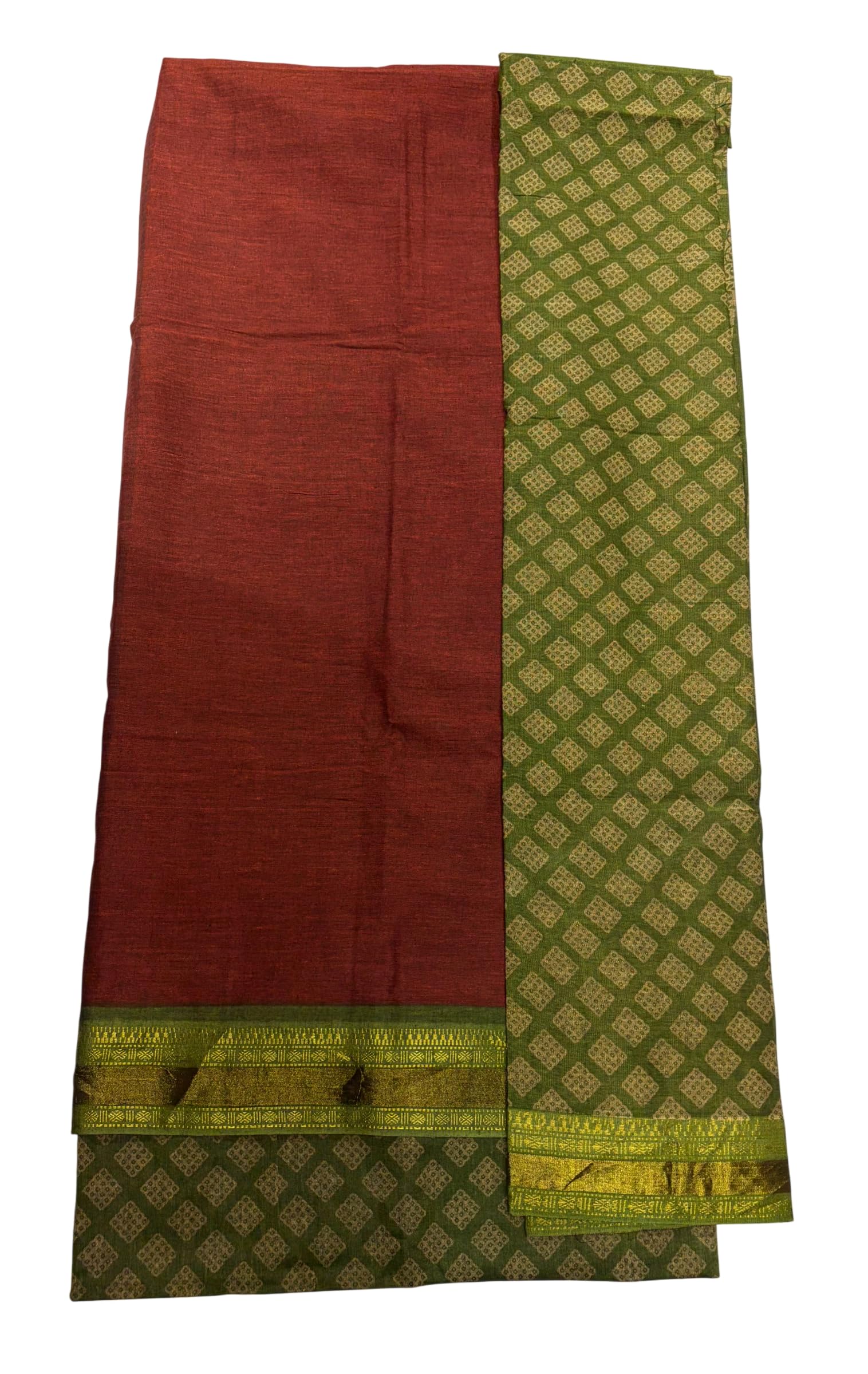 bkrkj Women's South Cotton Unstitched Dress Material | Rajasthani Golden Zari work Border on plain kurta | Gujarati Gujri jaipuri Kutch Print Salwar suit,Cotton Dupatta-picture-12