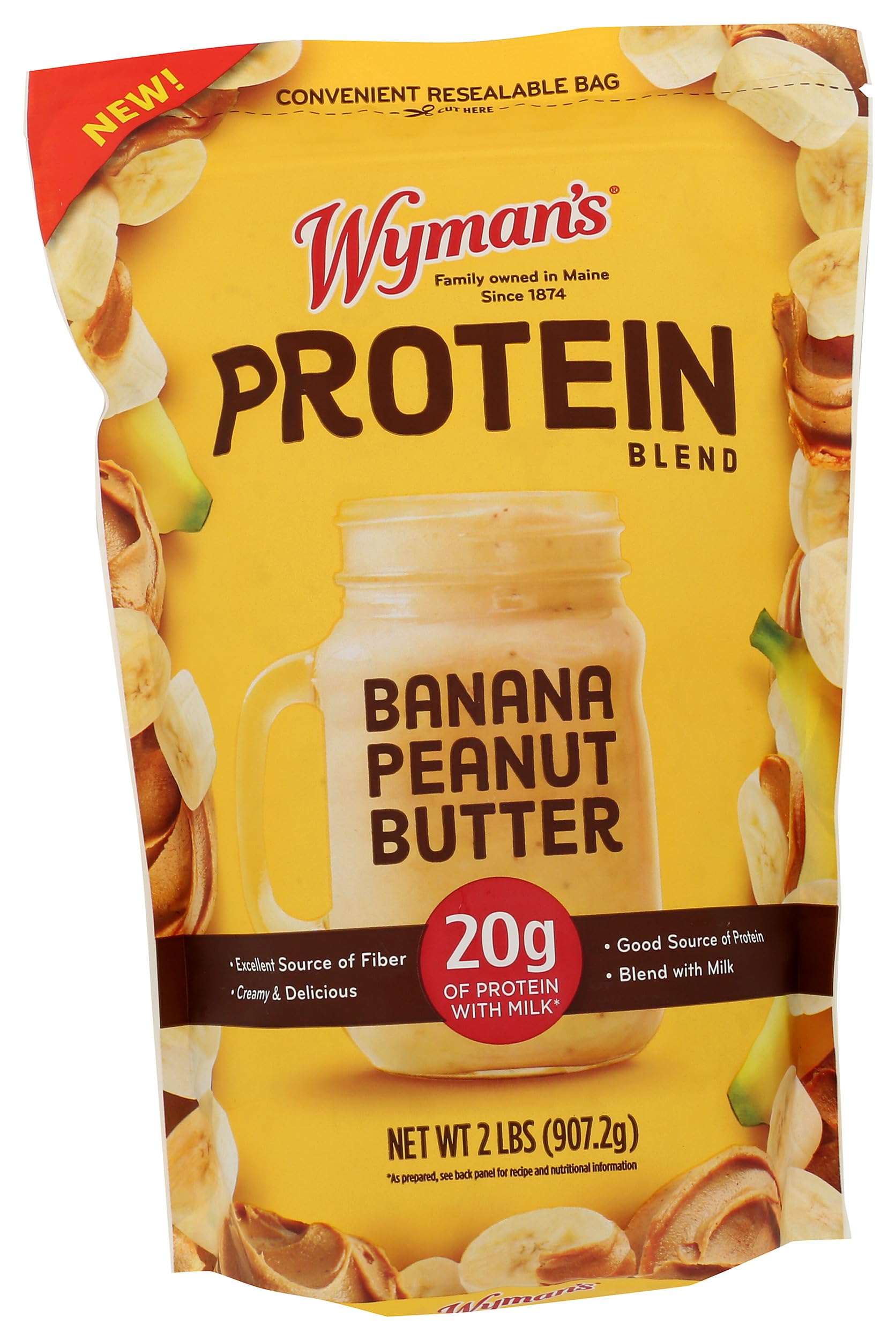 Wyman’s Blend de Proteína de Banana e Pasta de Amendoim, 896 g