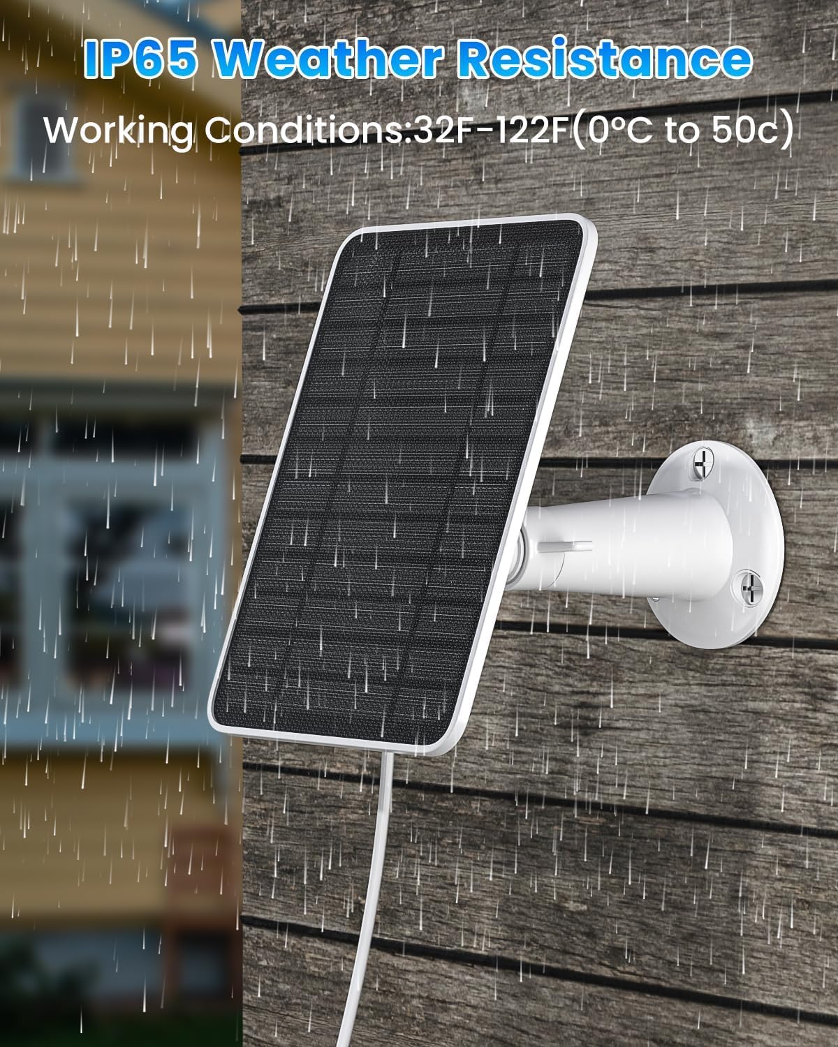 Pannello solare da 5 W per telecamera di sicurezza, caricatore a pannello solare con porta USB-C/Micro USB/DC da 3,5 mm per fotocamera a batteria ricaricabile, compatibile con fotocamera