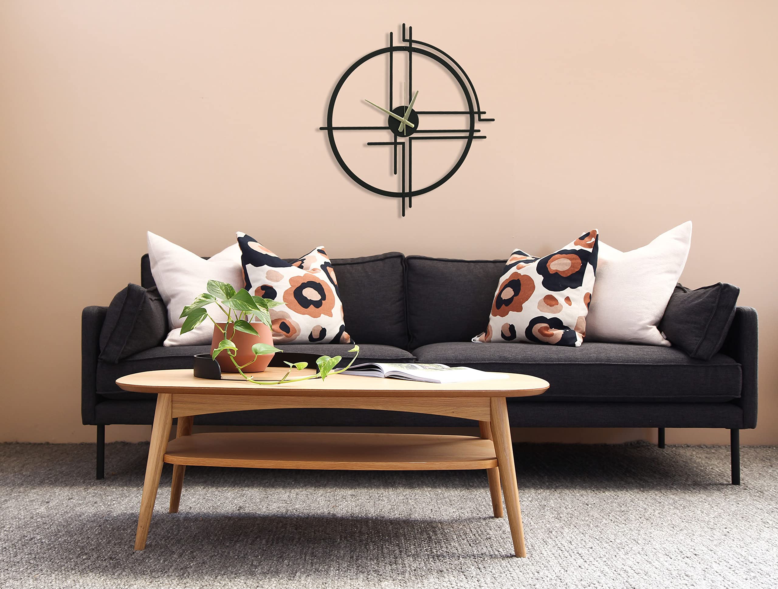 Wandklok 70cm Minimalistisch Zwart 'Hands' - Modern & Stil