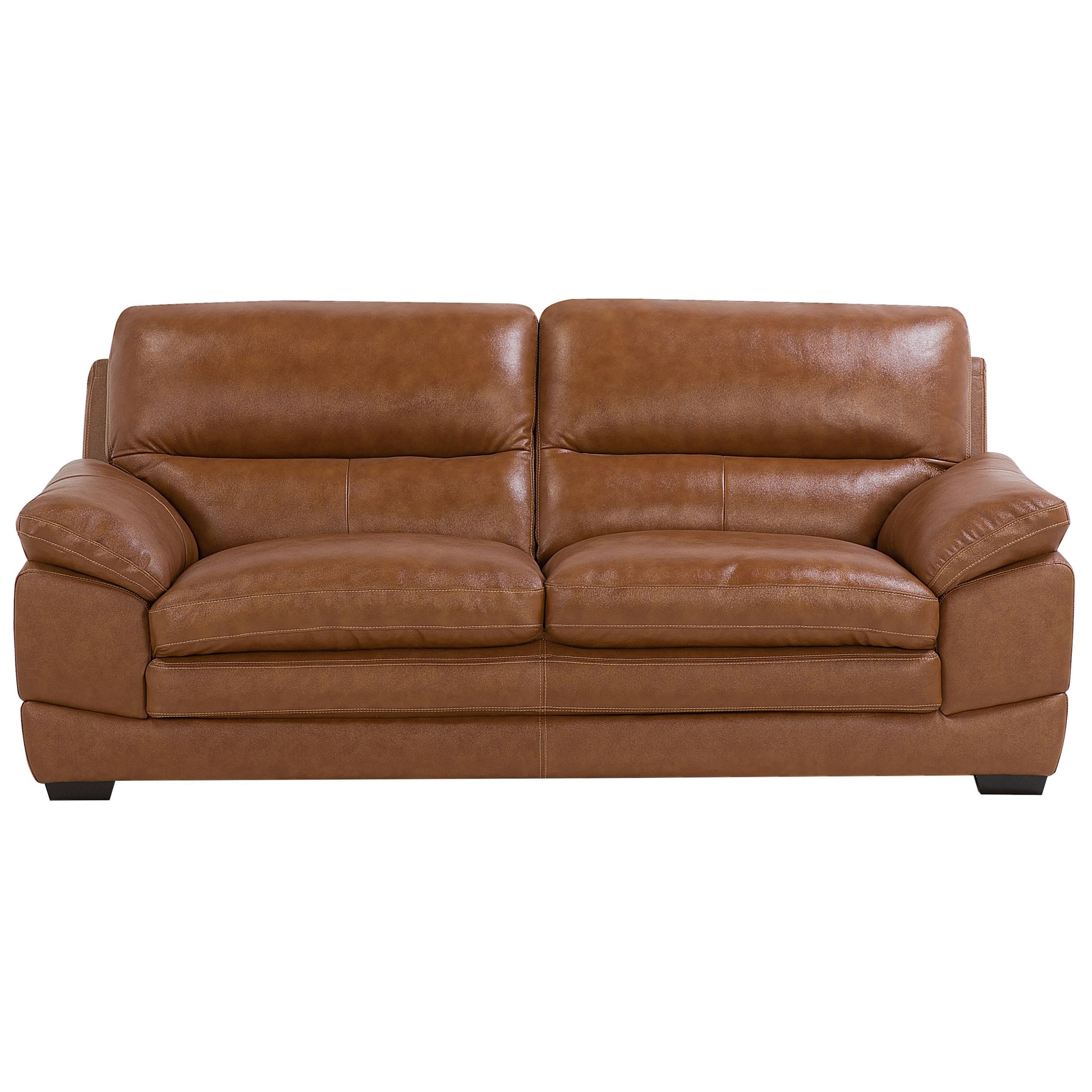 Beliani Ledersessel Ledersofa Goldbraun modernes Wohnzimmer-Set Horten