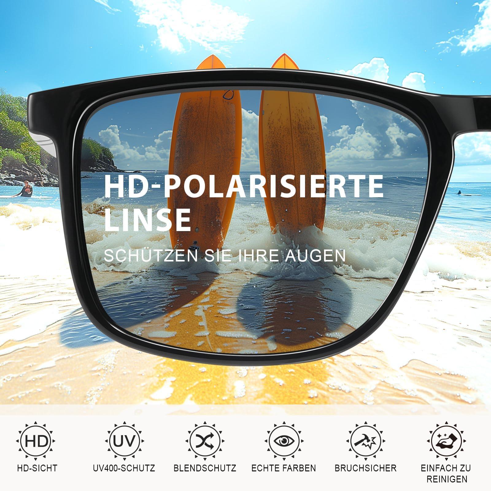 Occhiali da sole polarizzati da uomo – donna UV400 protezione sunglasses uomo donna TR90 montatura ultra leggera nera CAT 3 CE retrò sport occhiali da sole polarizzati per pesca, pesca, pesca