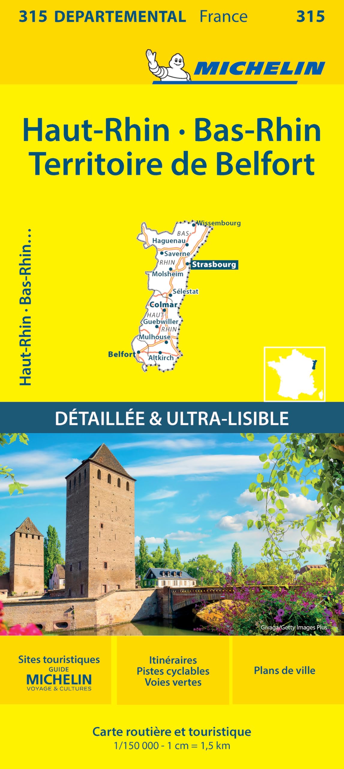Bas-Rhin, Haut-Rhin, Territoire de Belfort - Michelin Local Map 315: Map