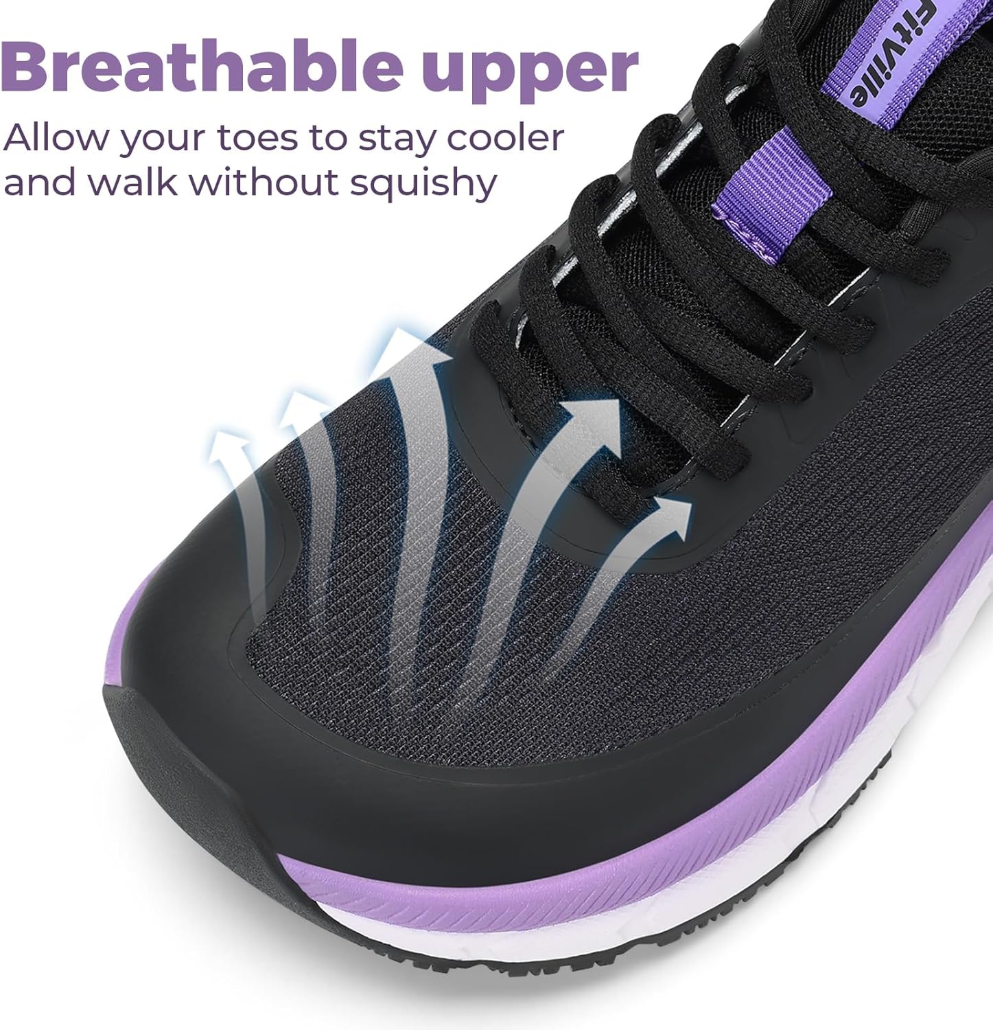 FitVille Wide Toe Box Shoes Women Comfortable Non Slip Wide Walking Shoes Women Swollen Feet Lightweight - Image 3