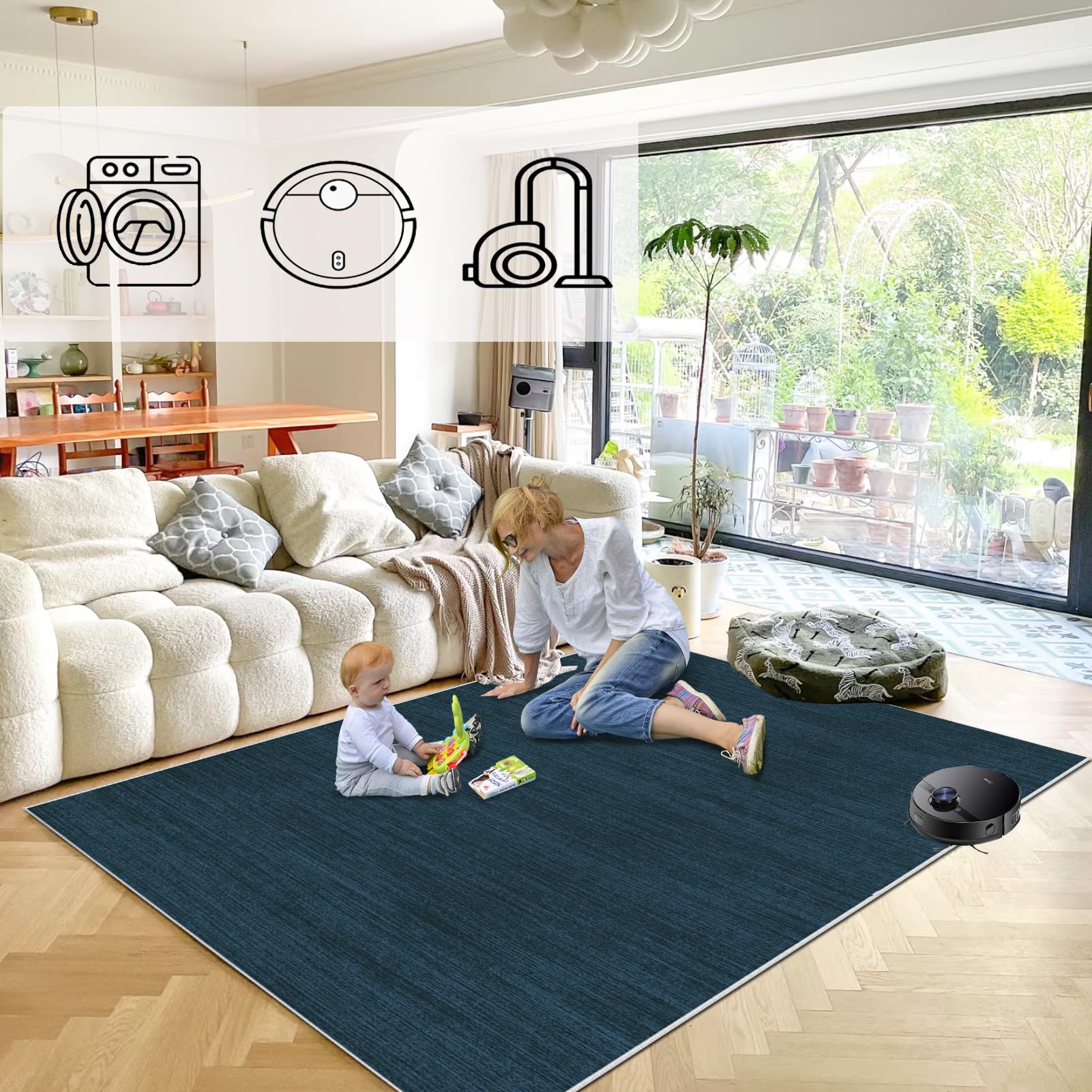 Lungo Tappeto da Cucina Antiscivolo e Lavabile Tappeto Passatoia per Corridoio Astratto Blu Tappetino Passatoia Largo Tappeti Runner 110 x 280 cm Tappeto Ingresso per Entrata Corridoio