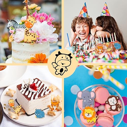 Miniatura 5 de Flycalf Juego de 8 cortadores de galletas de animales con mango de sello 3D, diseño de selva para cocina, formas de pastel de ácido poliláctico para