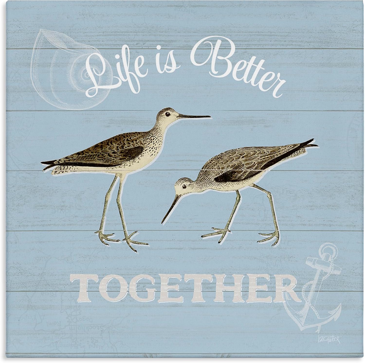 Stupell Industries Better Together Coastal Sandpipers Canvas Wall Art, Design by Katie Pertiet Gallery Wrapped Canvas 36L" x 1.5W"